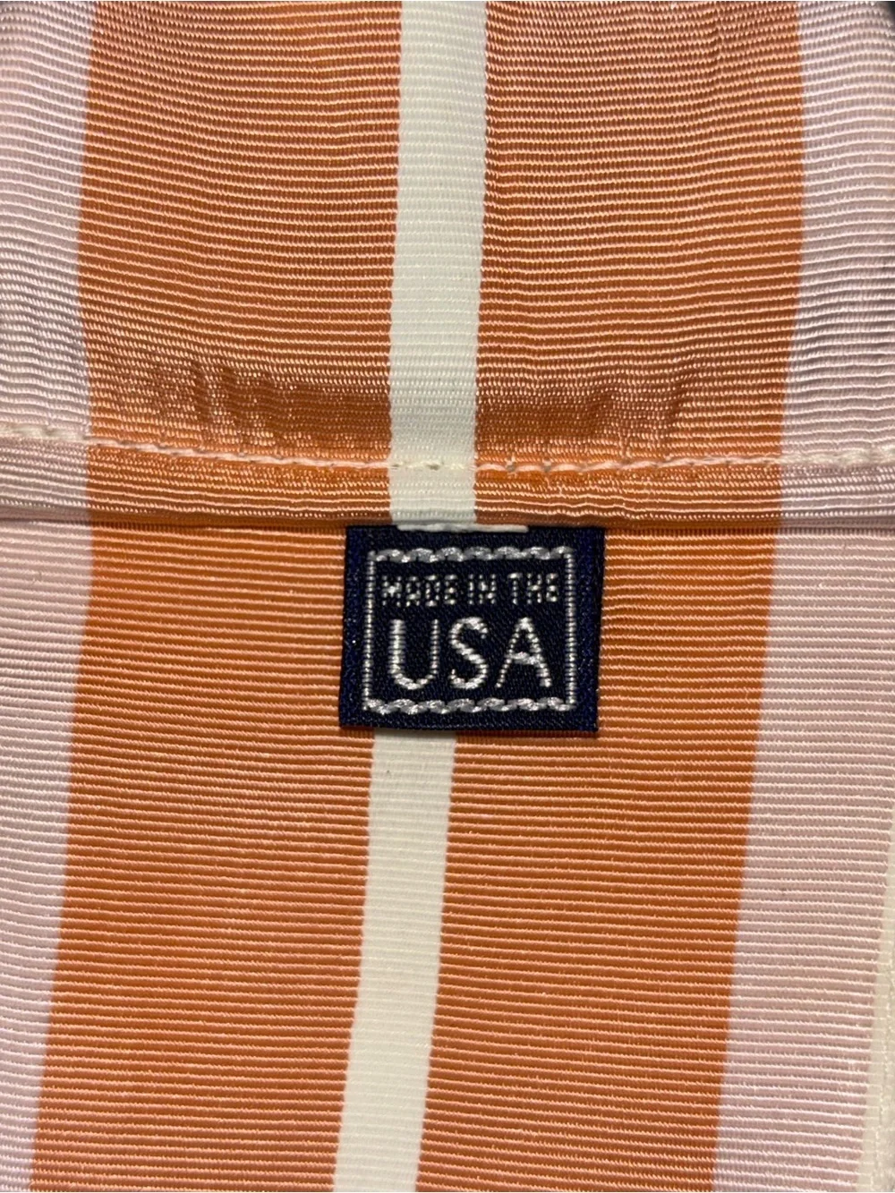 Ralph Lauren O Ring USA Striped Ribbon Belt Peach Light Pink Cream